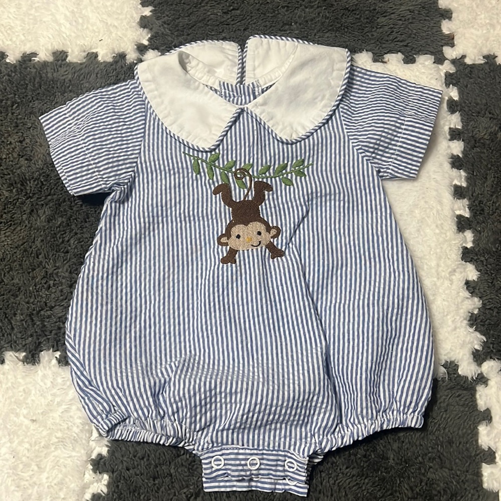 “Jelly Beans” 3-6months (Monkey smocked outfit)